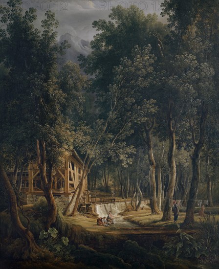 Sawmill in the Lauterbrunnen Valley, 1843, oil on zinc sheet, 55.5 x 45.5 cm, Samuel Birmann, Basel 1793–1847 Basel