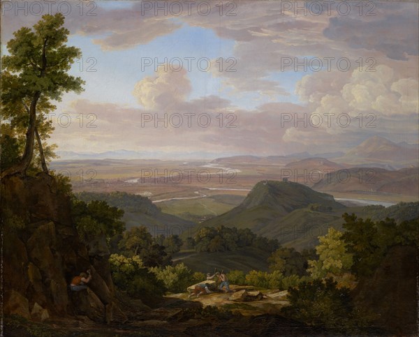 View from the Muttenzer quarry on Basel and the Rhine plain, 1807/1809, oil on canvas, 77.5 x 95 cm, signed lower middle [on a stone]: Miville, Jakob Christoph Miville, Basel 1786–1836 Basel