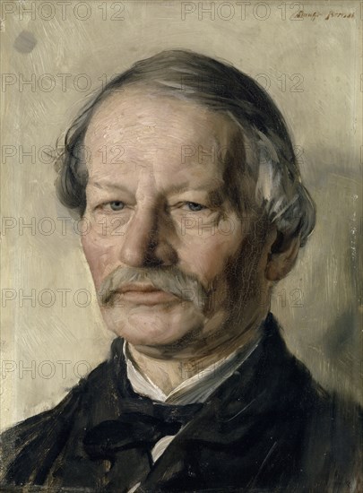 Portrait of the poet Gustav Freytag, 1886, oil on mahogany wood, 41.5 x 31 cm, signed and dated upper right: Stauffer Bern 86, Karl Stauffer-Bern, Trubschachen/Bern 1857–1891 Florenz