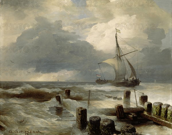 Seascape, 1894, oil on panel, 39.2 x 49.8 cm, signed and dated lower left: A. Achenbach, 94, Andreas Achenbach, Kassel 1815–1910 Düsseldorf