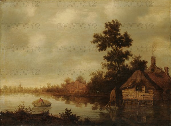 River Landscape, 1630-1640, oil on panel, 46.5 x 63 cm, unmarked, Salomon van Ruysdael, (Art / style of), Naarden b. Amsterdam 1600/03 – 1670 Haarlem