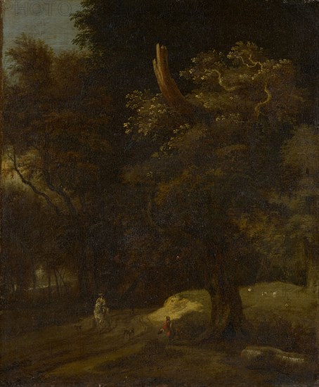 Rider in the Forest, oil on canvas, 45 x 37.5 cm, unsigned, Jan Vermeer van Haarlem d. Ä., Haarlem 1628–1691 Haarlem
