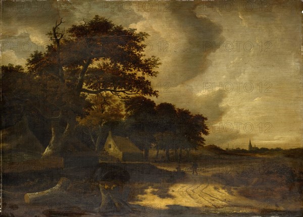 Landscape with farmhouses, c. 1660, oil on oak, 59.9 x 83.5 cm, unsigned, Roelof Jansz. van Vries, Haarlem um 1631–1681 Amsterdam