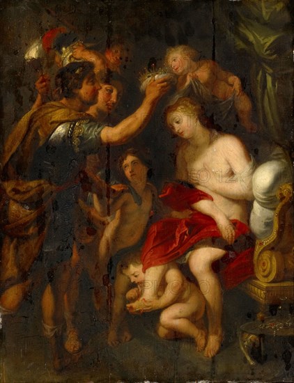 Alexander crowns Roxane, 17th cent. (?), Oil on panel, 64 x 49.5 cm, unsigned, Peter Paul Rubens, (Kopie nach / copy after), Siegen 1577–1640 Antwerpen