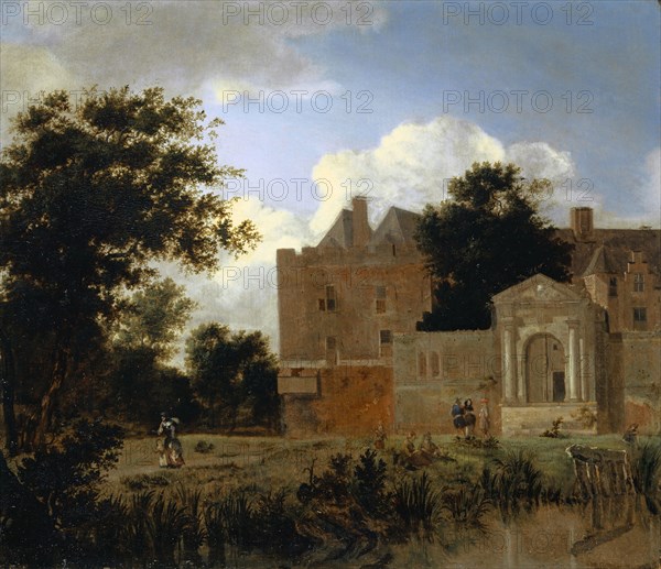 Nijenrode Castle, c. 1665, oil on oak, 34.2 x 39.5 cm, unsigned, Jan van der Heyden, Gorinchem 1637–1712 Amsterdam