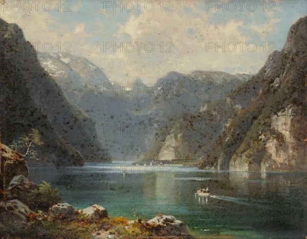 Morgenstimmung am Königssee, oil on canvas, 16 x 20 cm, signed lower right: L. Sckell, Ludwig Sckell, Schloss Berg/Starnberg 1833–1912 Pasing