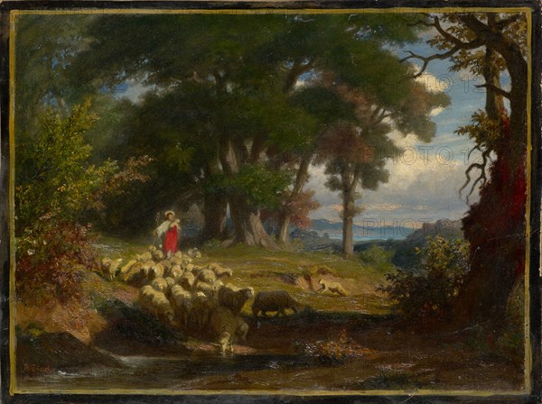 The Good Shepherd, c. 1867-1872, oil on board, 26 x 34.5 cm, signed lower left: R Zünd, Robert Zünd, Luzern 1827–1909 Luzern