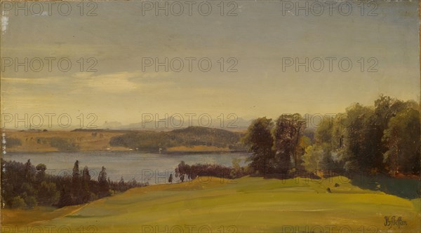 The Starnbergersee near Pöcking, 1840, oil on paper, on board, 21 x 37.5 cm, not marked, Johann Gottfried Steffan, Wädenswil 1815–1905 München