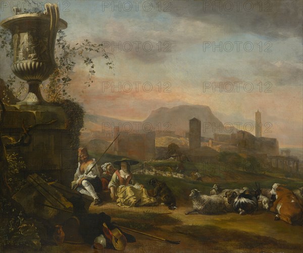 Roman Landscape with Shepherds, c. 1648/50, oil on canvas, 115.5 x 137.5 cm, unsigned, Jan Baptist Weenix, Amsterdam 1621– um 1660 Utrecht