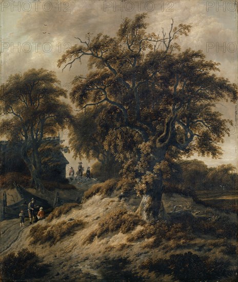 Dutch landscape with staffage, oil on oak wood, 58.5 x 49.5 cm, unsigned, Cornelis Gerritsz. Decker, ? um 1620–1678 Haarlem