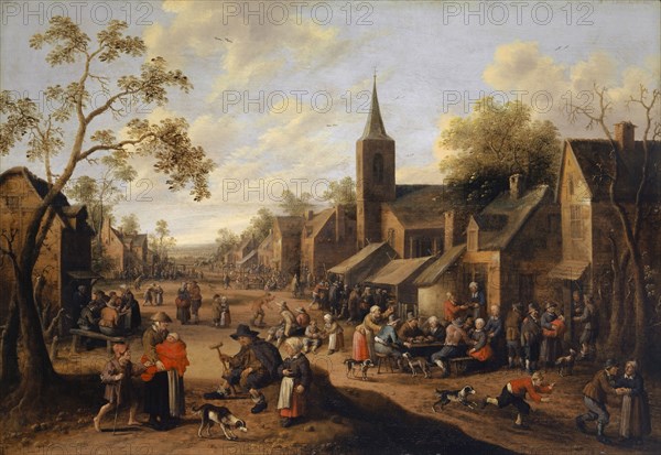 Farm fair, oil on oak wood, 51 x 74 cm, monogrammed lower middle: JC., DS., [ligated] f, Joost Cornelisz. Droochsloot, Utrecht? 1586–1666 Utrecht
