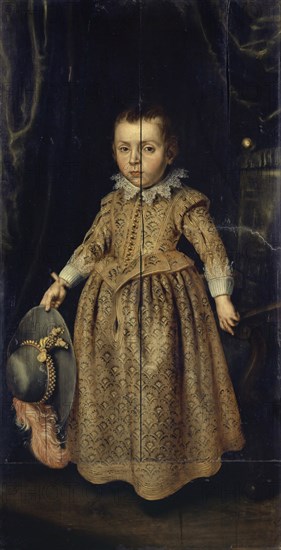 Portrait of a three-year-old boy, 1625, oil on panel, 131 x 67 cm, Not specified, but dated at the top of the picture: ÆTAT 3., A ° • 1625 •, Basler Meister, 17. Jh.
