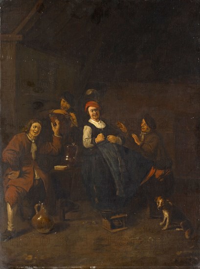 Tavern Scene, Oil on Oak, 48 x 36.5 cm, Unmarked, Thomas Wijck, (?), Beverwijck bei Haarlem 1616 (?) – 1677 Haarlem