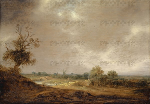 Landscape with watercourse and homestead, 1641, oil on oak, 28.5 x 41 cm, signed and dated lower center: Isaak.van.Ostade.1641, Isaac van Ostade, Haarlem 1621–1649 Haarlem