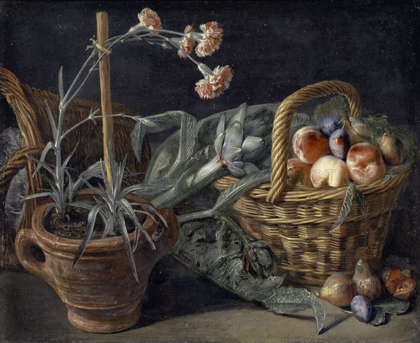 Basket of fruit and clove, oil on copper, 20.5 x 25.1 cm, inscribed in the middle below: Pee Snÿers., f, Pieter Snyers, Antwerpen 1681–1752 Antwerpen