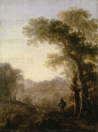 Forest landscape, 1644, oil on oak wood, 26.5 x 20 cm, monogrammed and dated in the lower right corner: HSL [ligated] 1644, Herman Saftleven, Rotterdam 1609–1685 Utrecht