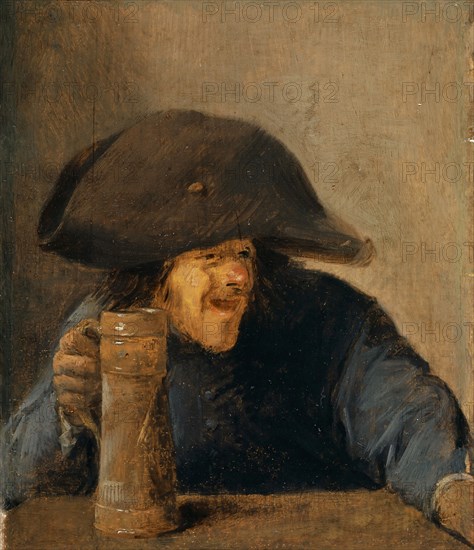 Farmer with two-master and pitcher, 1630s, oil on oak, 14.8 x 12.1 cm, unsigned, Adriaen Brouwer, Oudenaerde 1605/06–1638 Antwerpen