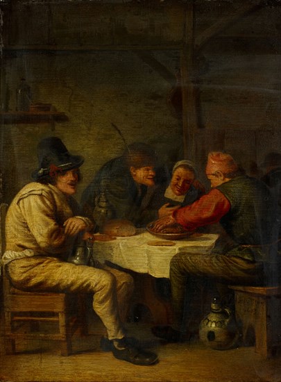 Farmer's meal, 1633, oil on oak, 28.5 x 22.5 cm, signed lower right on the stool: P De Bloot 1633, Pieter de Bloot, Rotterdam 1601–1658 Rotterdam