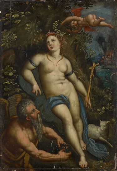 Allegory: Time Frees the Faith, Oil on Wood, 38 x 26 cm, Unmarked, Jacob de Backer, (Kopie nach / copy after), Antwerpen 1540/45–vor 1600 Antwerpen