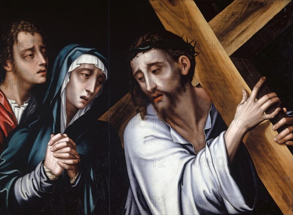 The Cross-bearing Christ with Mary and John, c. 1570, oil on chestnut (?) Wood, 61 x 82.5 cm, unsigned, Luis de Morales, (Werkstatt (?) / workshop (?)), Badajoz 1510–1586 Badajoz