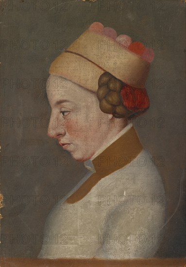 Head of the boy from the image of the Madonna of the Basel Mayor Jacob Meyer zum Hasen, c. 1633-1639, mixed media on cardboard, 29.5 x 20.5 cm, unmarked, Johannes Lüdin, tätig um 1636–1667 in Muttenz, Hans Holbein d. J., (Kopie nach / copy after), Augsburg um 1497/98–1543 London