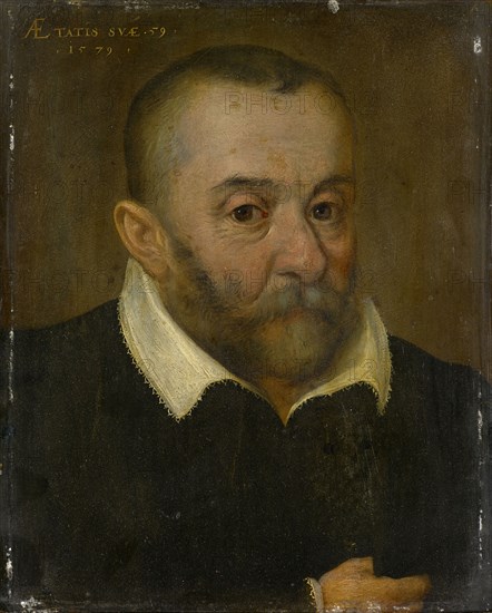 Portrait of Christoph Fugger, 1579, oil on panel, 24 x 18.5 cm, not dated, but dated upper left: AETATIS SUAE .59., 1579 [AE ligated], Deutscher Meister, 16. Jh.