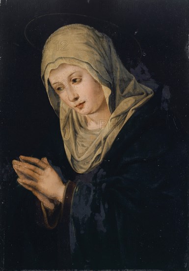 Mary in worship, oil on panel, 41 x 29 cm, not specified, Tiberius Dominikus Wocher, (?), Mimmenhausen bei Salem 1728–1799 Reute (heute Ortsteil von Bad Waldsee, Landkreis Ravensburg)