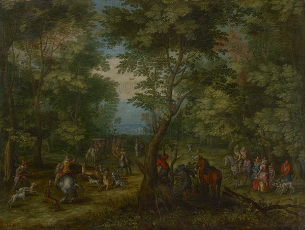 Deer hunting, oil on copper, 38.5 x 48 cm, monogrammed and dated in the lower left corner: IHB 1659, Monogrammist IHB, 17. Jh.