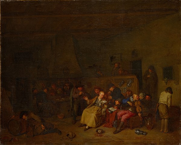Farmer's concert in a barn, oil on canvas, 64 x 79 cm, unmarked, Egbert van Heemskerck, Haarlem 1634/35–1704 London