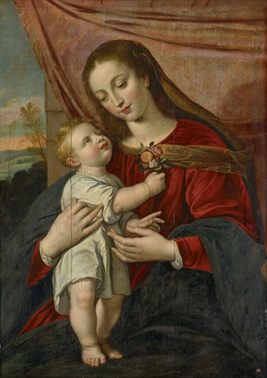 Madonna with Child, Oil on Oak, 105 x 75.5 cm, Unmarked, Maarten Pepyn, (?), Antwerpen 1575–1642 Antwerpen