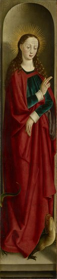 St. Margaretha, end of the 15th century, mixed technique on basswood, 175 x 35 cm, unmarked, Basler Meister, 15. Jh.