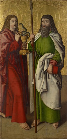 Apostle John and Matthew (inside), Lactatio of St. Bernard of Clairvaux (outside), c. 1490, mixed media on wood, 158 x 77.5 cm, unmarked, Süddeutscher Meister, 15. Jh.