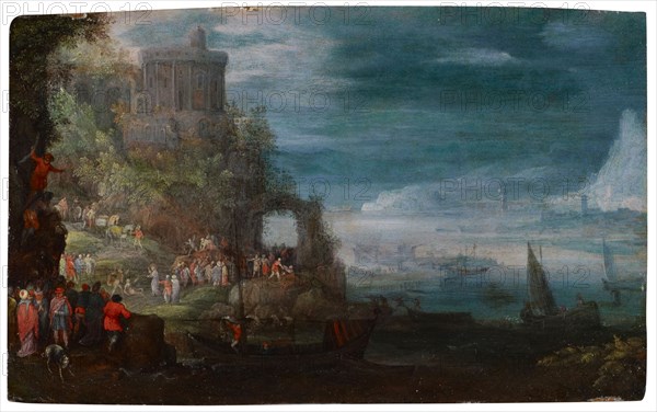 Seascape with Healing of the Possessed, Oil on Copper, 11.5 x 19 cm, Unmarked, Jan Brueghel d. Ä., Brüssel 1568–1625 Antwerpen