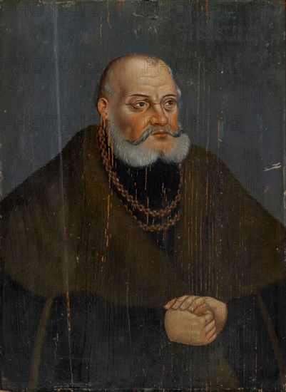 Portrait of Margrave Georg of Brandenburg, oil on coniferous wood, 21 x 15.5 cm, unsigned, Lucas Cranach d. Ä., (Nachahmer / imitator), Kronach 1472–1553 Weimar