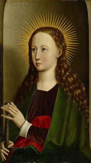 St. Katharina, end of the 15th century, mixed technique on lime wood, 64 x 37.5 cm, unsigned, Basler Meister, 15. Jh.