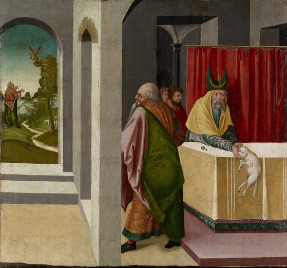 Joachim's sacrifice is rejected in the temple, 1509, oil on spruce, 64 x 69 cm, unmarked, Bayerischer Meister, 16. Jh.