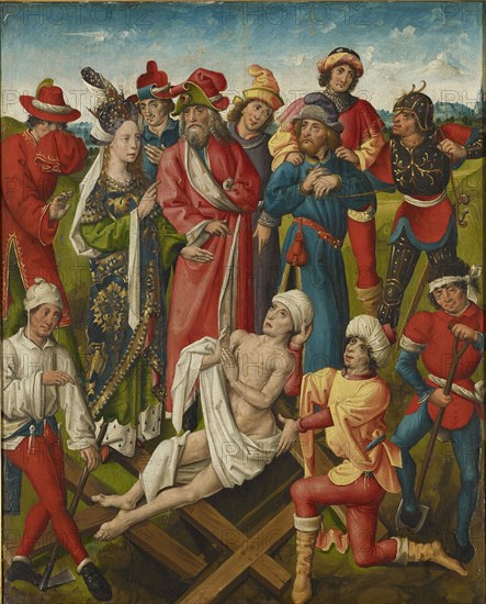 The hl., Helena finds the Cross of Christ, c. 1475, Mixed media on oak, 68 x 54.5 cm, Unmarked, Meister der Basler Chosroes-Tafel