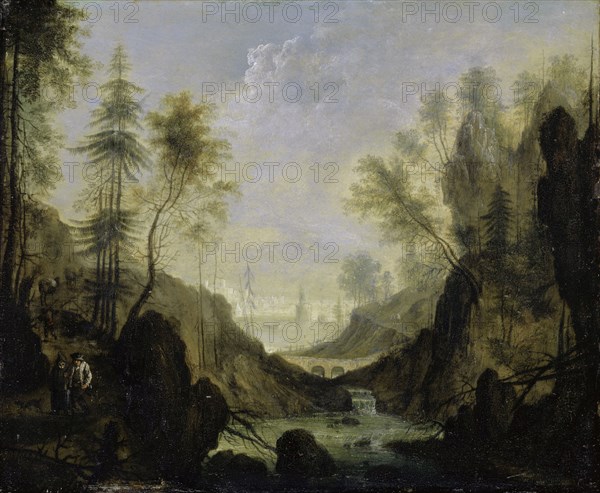 Rocky River Valley, Oil on Copper, 23 x 27.5 cm, Unmarked, Lucas van Uden, (Umkreis / circle), Antwerpen 1595–1672 Antwerpen