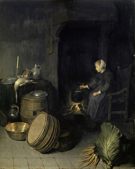 The young cook, oil on oak, 56.7 x 45.5 cm, Pieter van den Bosch, Amsterdam um 1613/14 – nach 1663 London