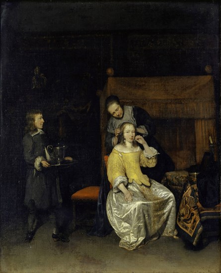Lady at the toilet, c. 1658-1660, oil on canvas, 80.3 x 65.1 cm, unsigned, Caspar Netscher, Heidelberg (?) um 1635–1684 Den Haag