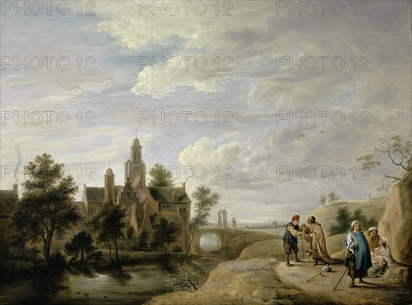 Landscape with staffage, c. 1640-1650, oil on oak, 62.6 x 83.3 cm, signed lower center: DT., Q: [T inscribed in D], David Teniers d. J., Antwerpen 1610–1690 Brüssel