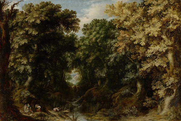 Forest interior with view, oil on oak, 61.5 x 91 cm, not marked, Alexander Keirincx, Antwerpen 1600–1652 Amsterdam