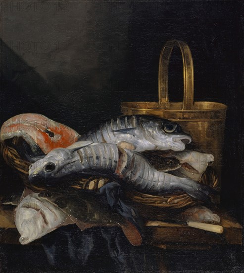 Dead Fish, oil on canvas, 74.6 x 66.6 cm, signed lower right corner of the table: AVB., f, ., [AVB ligated], Abraham Henricksz. van Beyeren, Den Haag 1620/21–1690 Overschie bei Rotterdam