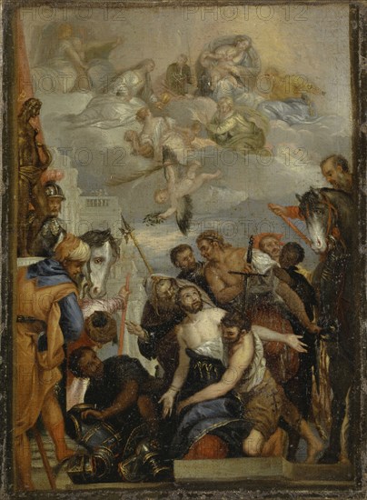 Martyrdom of St., George, 16./18., Century, oil on canvas, 34 x 25 cm, not specified, Paolo Veronese, (Kopie nach / copy after), Verona 1528–1588 Venedig