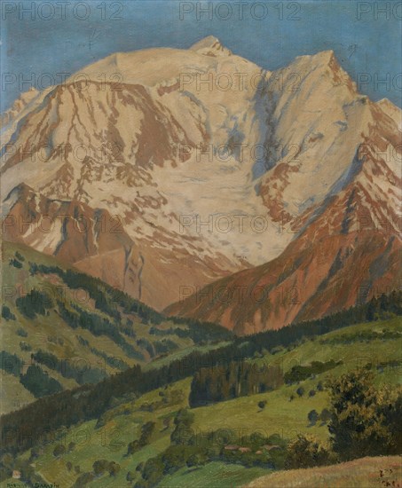 Mont Blanc depuis Combloux, oil on canvas, 73 x 60.5 cm, signed lower left: RÉGNAULT SARASIN, Régnault Sarasin, Basel 1886–1943 Ronco/Tessin