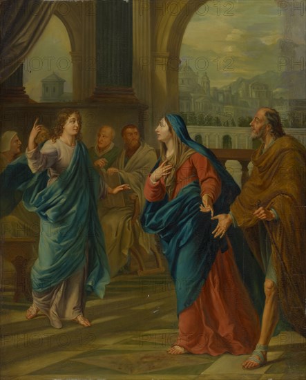Mary and Joseph find the twelve-year-old Jesus in the temple, oil on hardwood, 80 x 64.5 cm, Unmarked, Philippe de Champaigne, (Kopie nach / copy after), Brüssel 1602–1674 Paris