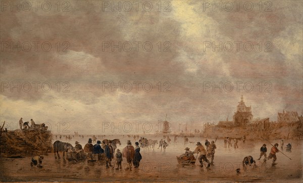 Winter fun on the Merwede, 1643, oil on oak, 39.6 x 64.9 cm, monogrammed and dated lower left: VG 164 (3?)., Jan van Goyen, Leiden 1596–1656 Den Haag