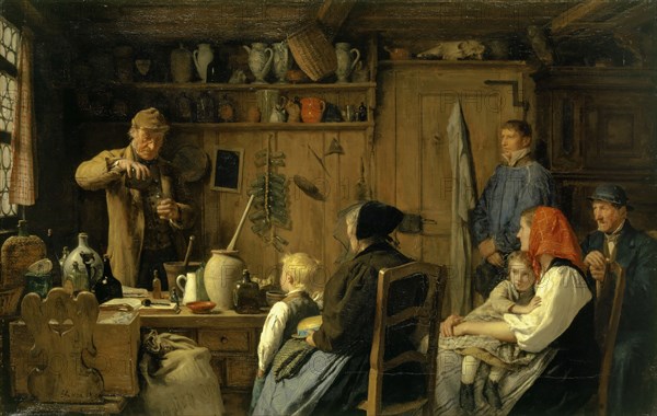 The Quack I, 1879, oil on canvas, 80.6 x 124.5 cm, signed and dated lower left: Anker 1879, Albert Anker, Ins/Bern 1831–1910 Ins/Bern