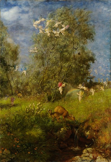 Spring, 1873, tempera (?) On canvas, 123.3 x 85.6 cm, signed and dated lower right: Hans Thoma 73, Hans Thoma, Bernau im Schwarzwald 1839–1924 Karlsruhe
