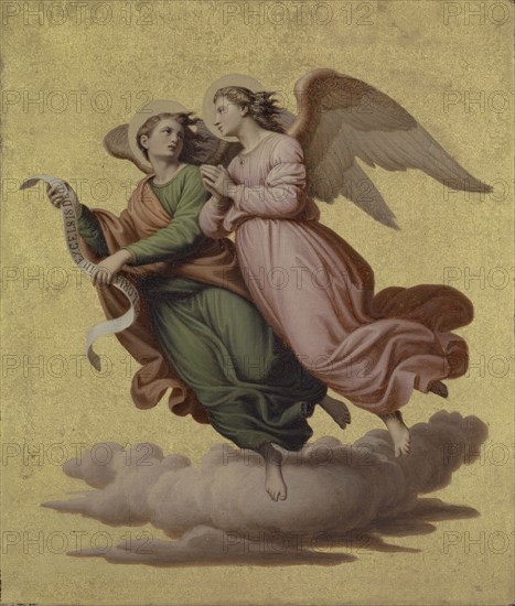 Two floating angels, 1865, oil on canvas, 28.9 x 24.8 cm, signed and dated on the back of the canvas: Joh. V Schraudolph the 19th of January 1865., Johann von Schraudolph, Oberstdorf 1808–1879 München